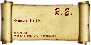 Ruman Erik névjegykártya